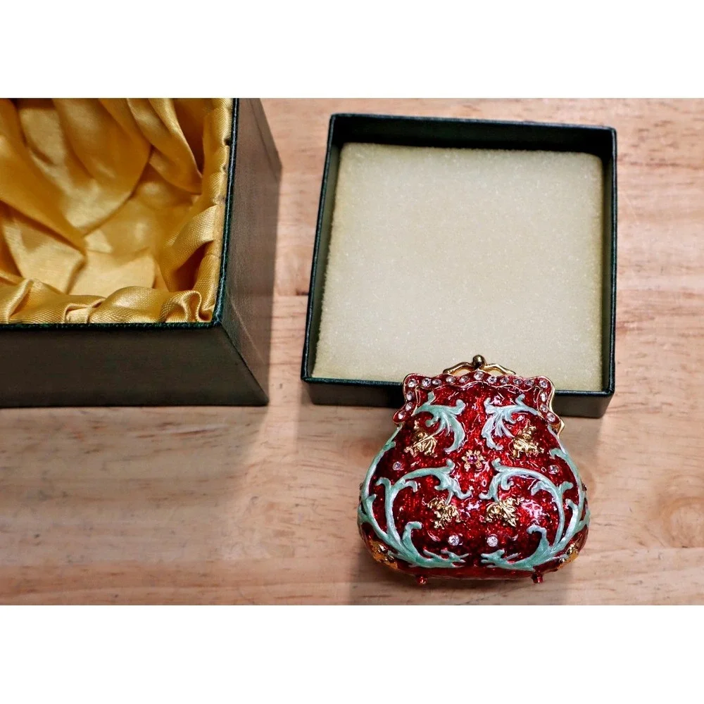 Department 56 Red Purse Jeweled Box Pretty Bejeweled Collection 2004 56.31685